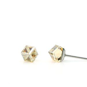 4mm Gold Swarovski Earrings | Mini Cubic Crystal Earrings | Hypoallergenic Studs